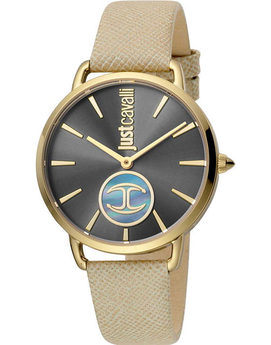 Just Cavalli Just Cavalli Logo JC1L117L0035  JC1L117L0035 кварцевые женские часы серый циферблат, браслет кожаный — вид спереди