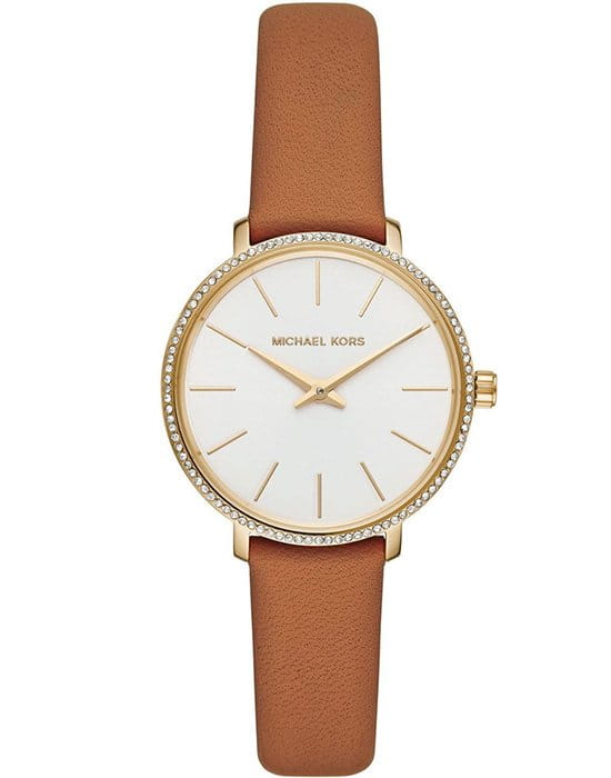 Michael Kors Michael Kors Runway MK2801  MK2801 кварцевые женские часы белый циферблат, браслет кожаный — вид спереди