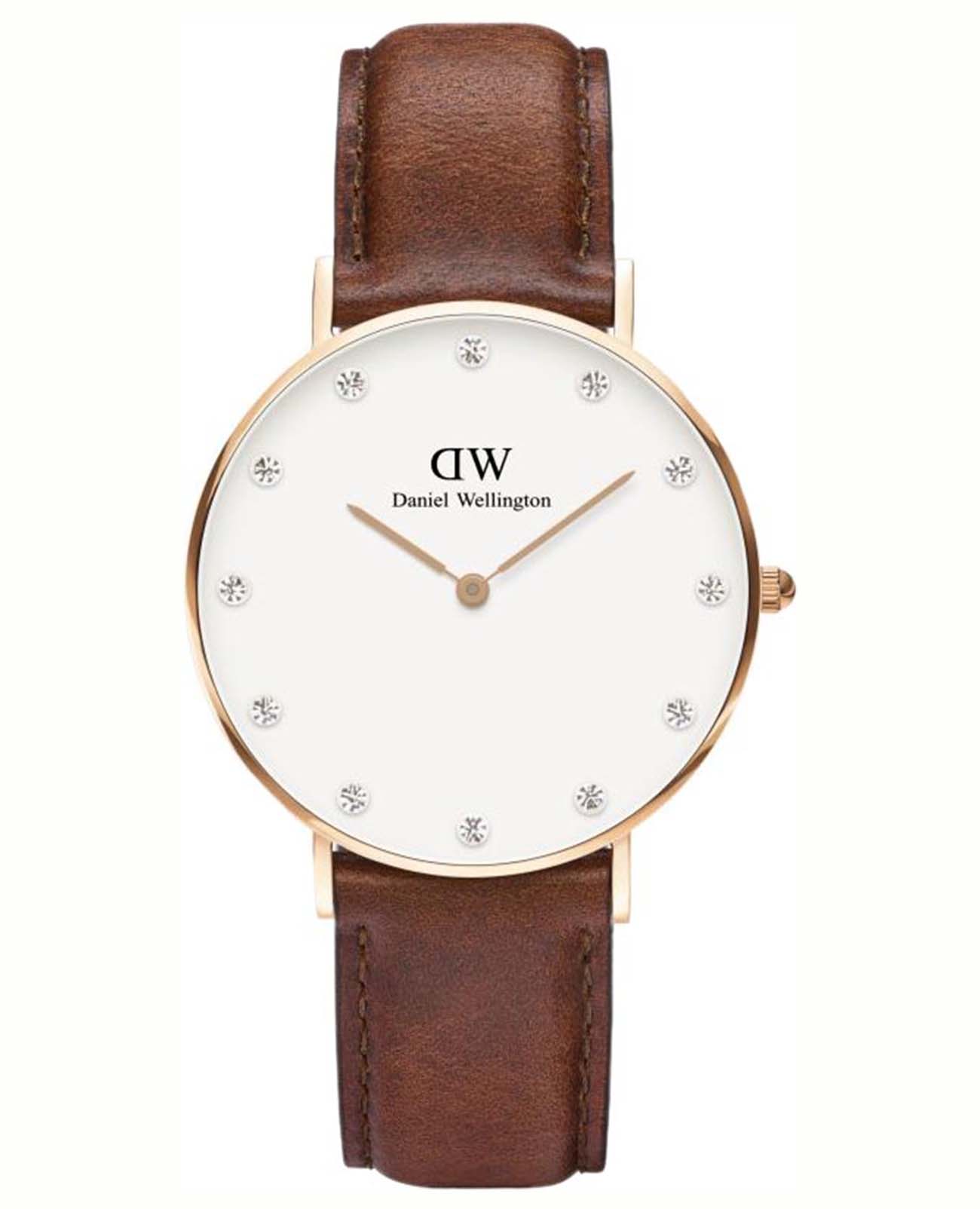 Daniel Wellington Daniel Wellington Classic St Mawes DW00100075  DW00100075 кварцевые женские часы белый циферблат, браслет кожаный — вид спереди
