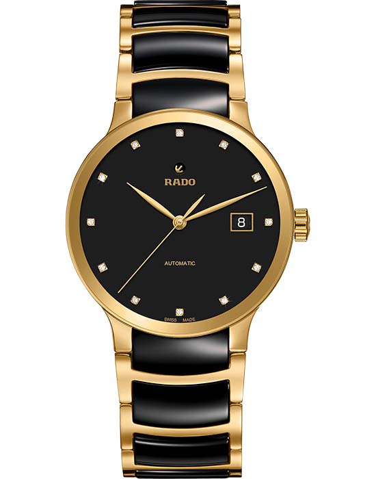 Rado Rado Centrix Automatic Diamonds R30079762 Automatic R30079762 механические мужские часы черный циферблат, браслет сталь + pvd + керамика — вид спереди