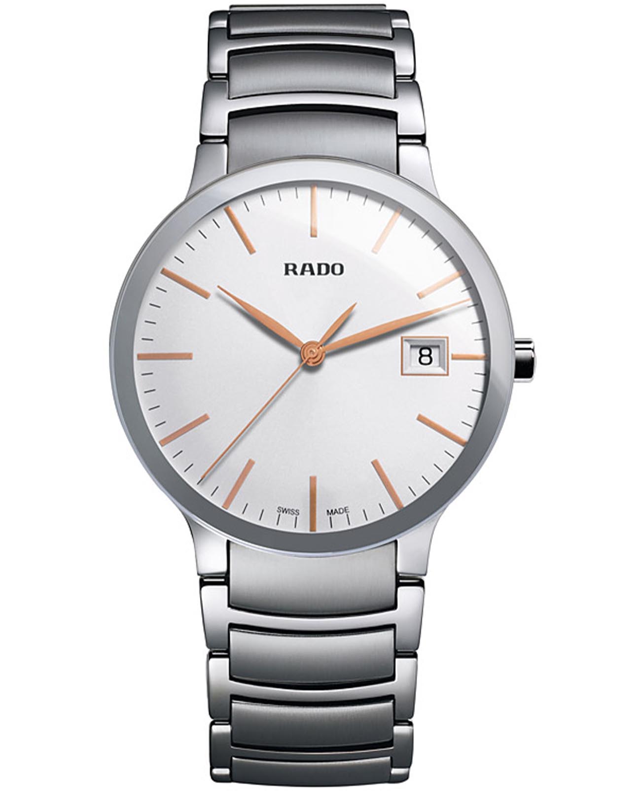Rado Rado Centrix R30927123  R30927123 кварцевые мужские часы белый циферблат, браслет нержавеющая сталь — вид спереди
