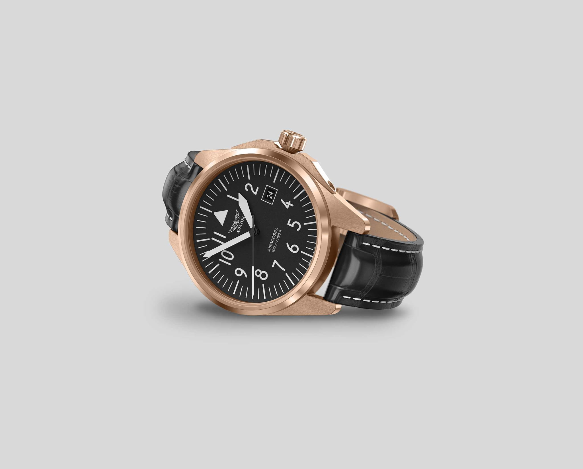 Aviator Aviator Airacobra V.1.38.2.315.4, airacobra швейцария мужские часы на браслете кожаный боковой вид
