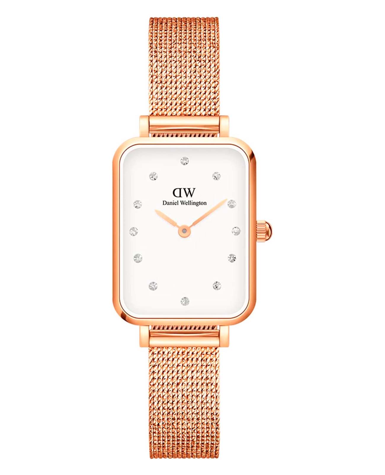 Daniel Wellington Daniel Wellington Quadro DW00100527  DW00100527 кварцевые женские часы белый циферблат, браслет сталь c pvd покрытием — вид спереди