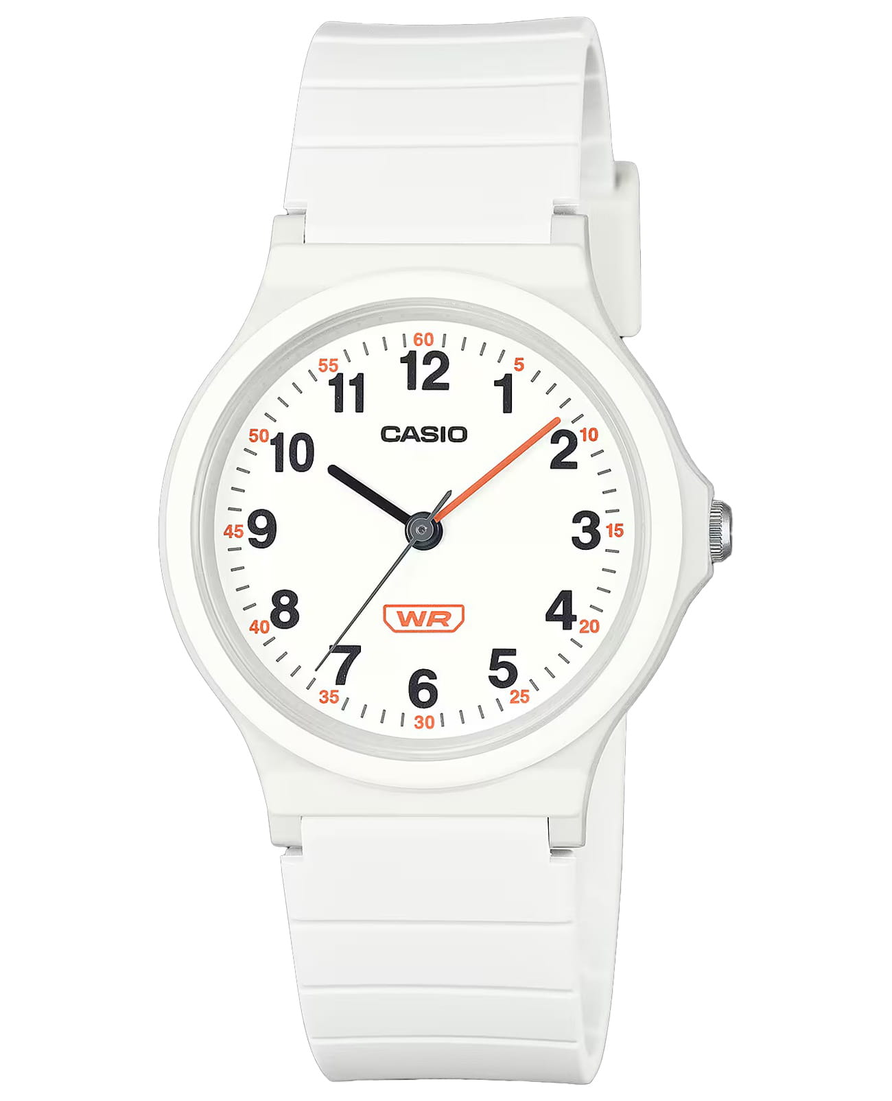 Casio Casio LQ-24B-7B  LQ-24B-7B автокварц (кинетик) женские часы белый циферблат, браслет пластик — вид спереди