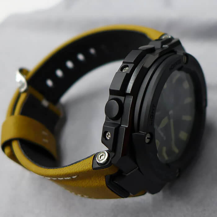 Casio Casio G-Shock GST-W120L-1B, g-shock япония мужские часы на браслете кожаный боковой вид