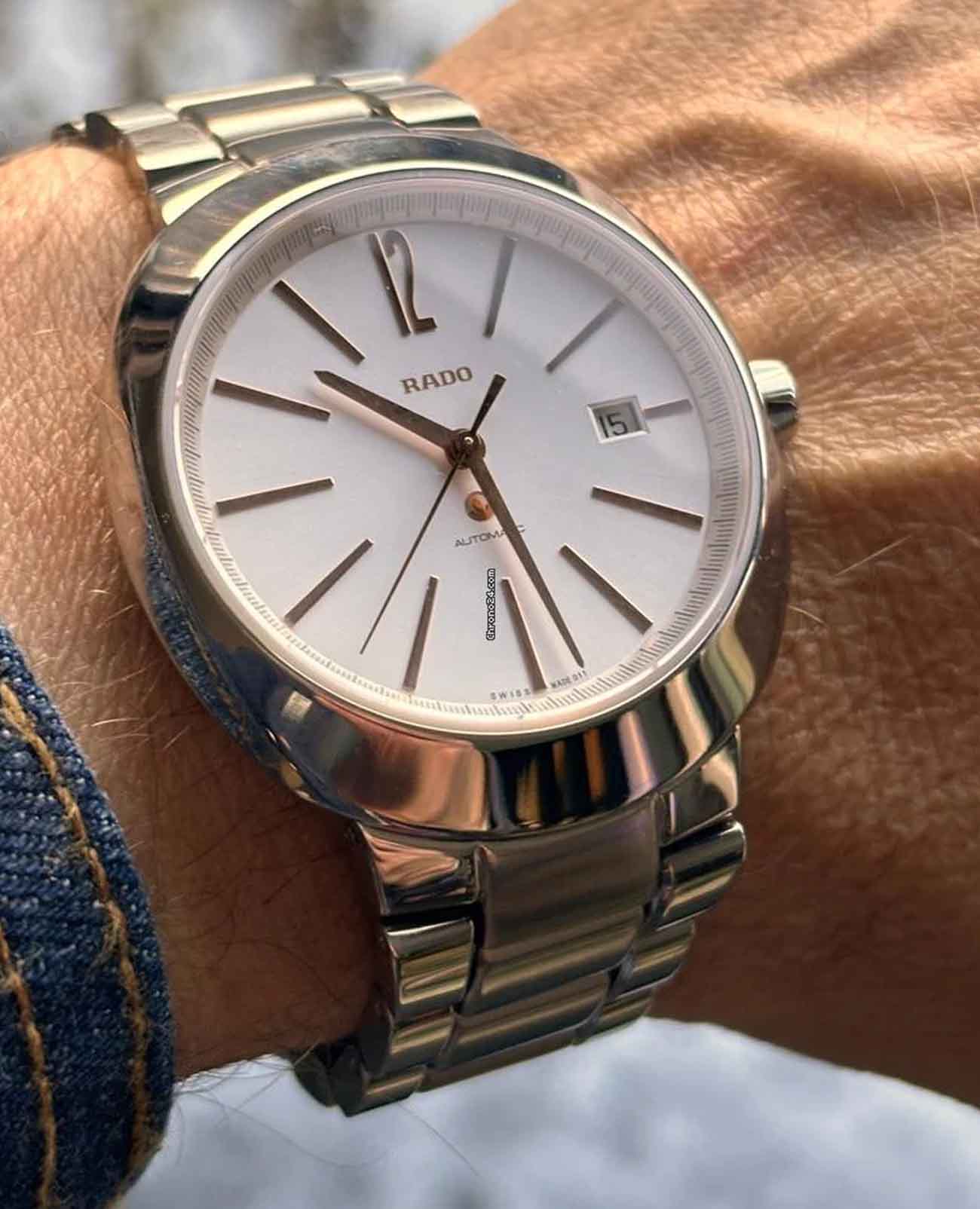 Rado Rado D-Star R15329113 механические мужские часы часы крупный план белый циферблата