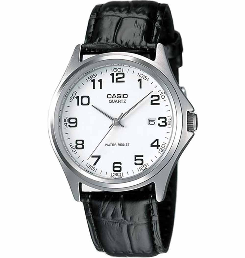Casio Casio Collection MTP-1183E-7BDF (MTP-1183E-7B)  MTP-1183E-7B кварцевые мужские часы белый циферблат, браслет кожаный — вид спереди