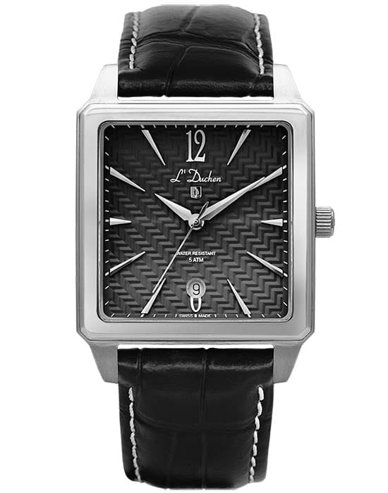 L'Duchen LDuchen D 451.11.21  D 451.11.21 кварцевые мужские часы черный циферблат, браслет кожаный — вид спереди