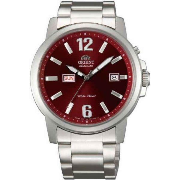 Orient Orient EM7J009H (FEM7J009H)  FEM7J009H механические мужские часы красный циферблат, браслет  — вид спереди
