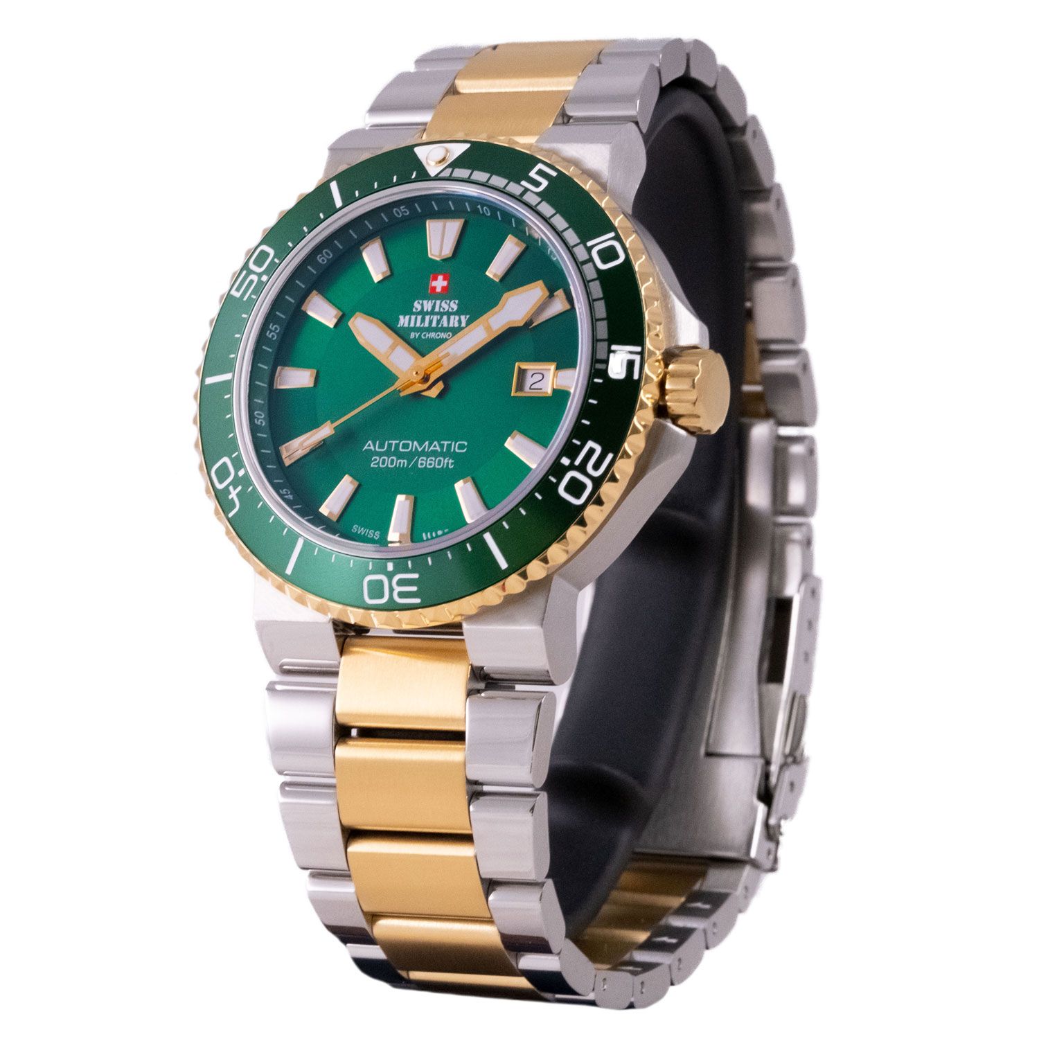 Swiss Military by Chrono Swiss Military by Chrono Automatic Dive SMA34086.04,  швейцария мужские часы на браслете нержавеющая сталь боковой вид