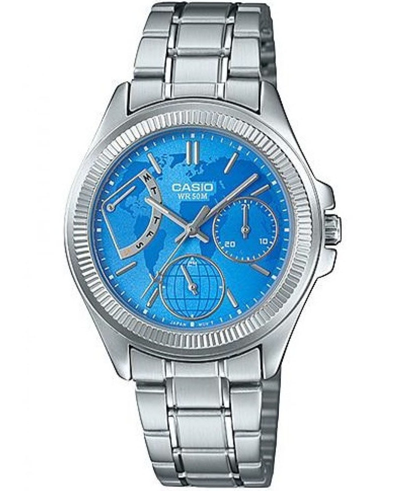 Casio Casio Collection LTP-2089D-2A  LTP-2089D-2A кварцевые женские часы голубой циферблат, браслет нержавеющая сталь — вид спереди
