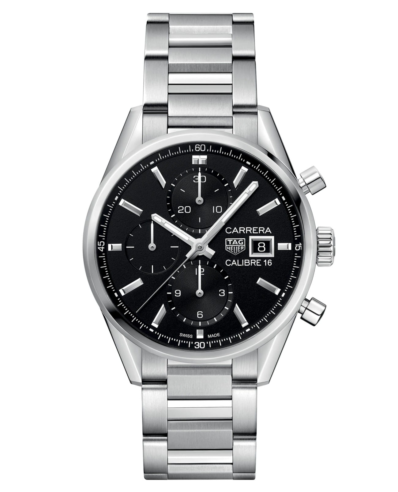 TAG Heuer TAG Heuer Carrera CBK2110.BA0715  CBK2110.BA0715 механические мужские часы черный циферблат, браслет нержавеющая сталь — вид спереди