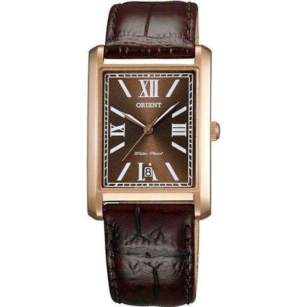 Orient Orient UNEL001T (FUNEL001T)  FUNEL001T  женские часы коричневый циферблат, браслет кожа + текстиль — вид спереди