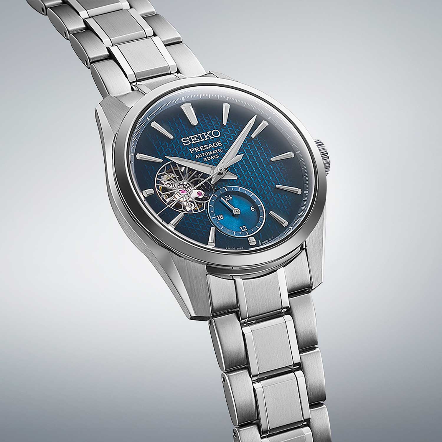 Seiko Seiko Presage Sharp Edged Series SPB417 механические мужские часы часы крупный план синий циферблата