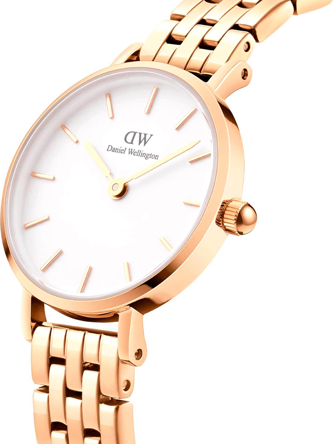 Daniel Wellington Daniel Wellington Petite 5-Link Evergold DW00100614 , наручные женские часы фото под углом