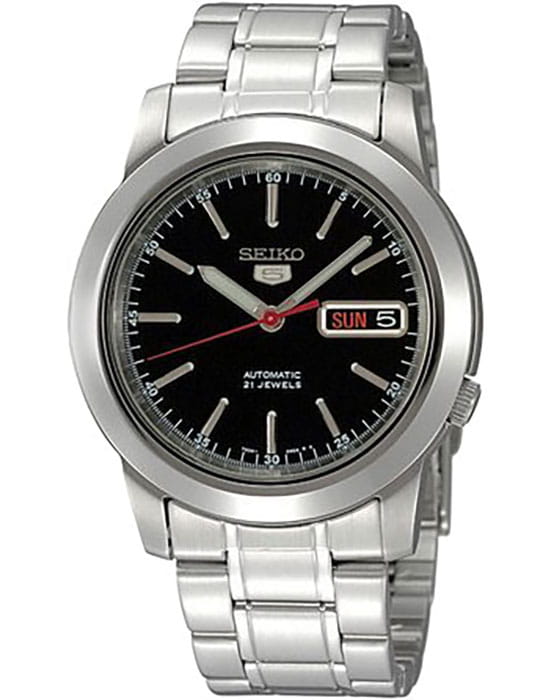 Seiko Seiko 5 Regular SNKE53K1S  SNKE53K1S механические мужские часы черный циферблат, браслет нержавеющая сталь — вид спереди
