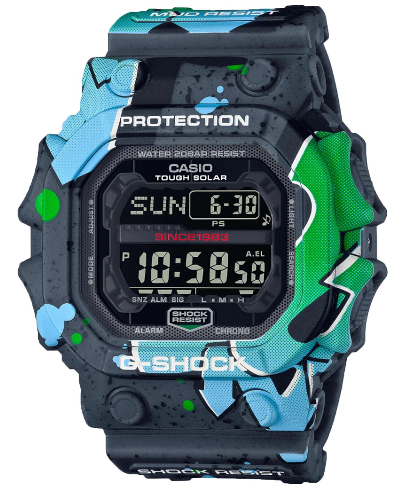 Casio Casio G-Shock GX-56SS-1DR (GX-56SS-1)  GX-56SS-1 электронные мужские часы черный циферблат, браслет пластик — вид спереди