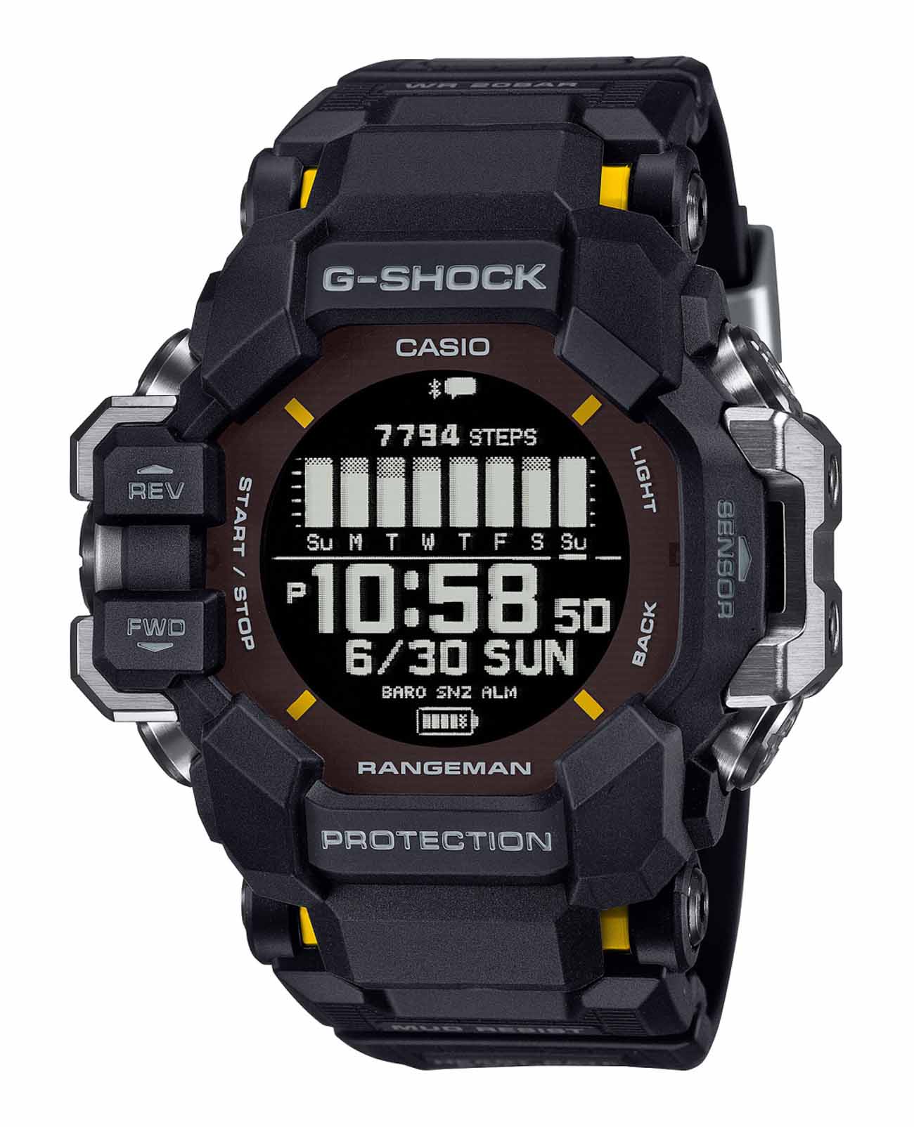 Casio Casio G-Shock GPR-H1000-1 Rangeman GPR-H1000-1 электронные мужские часы антрацитовый циферблат, браслет полимер — вид спереди