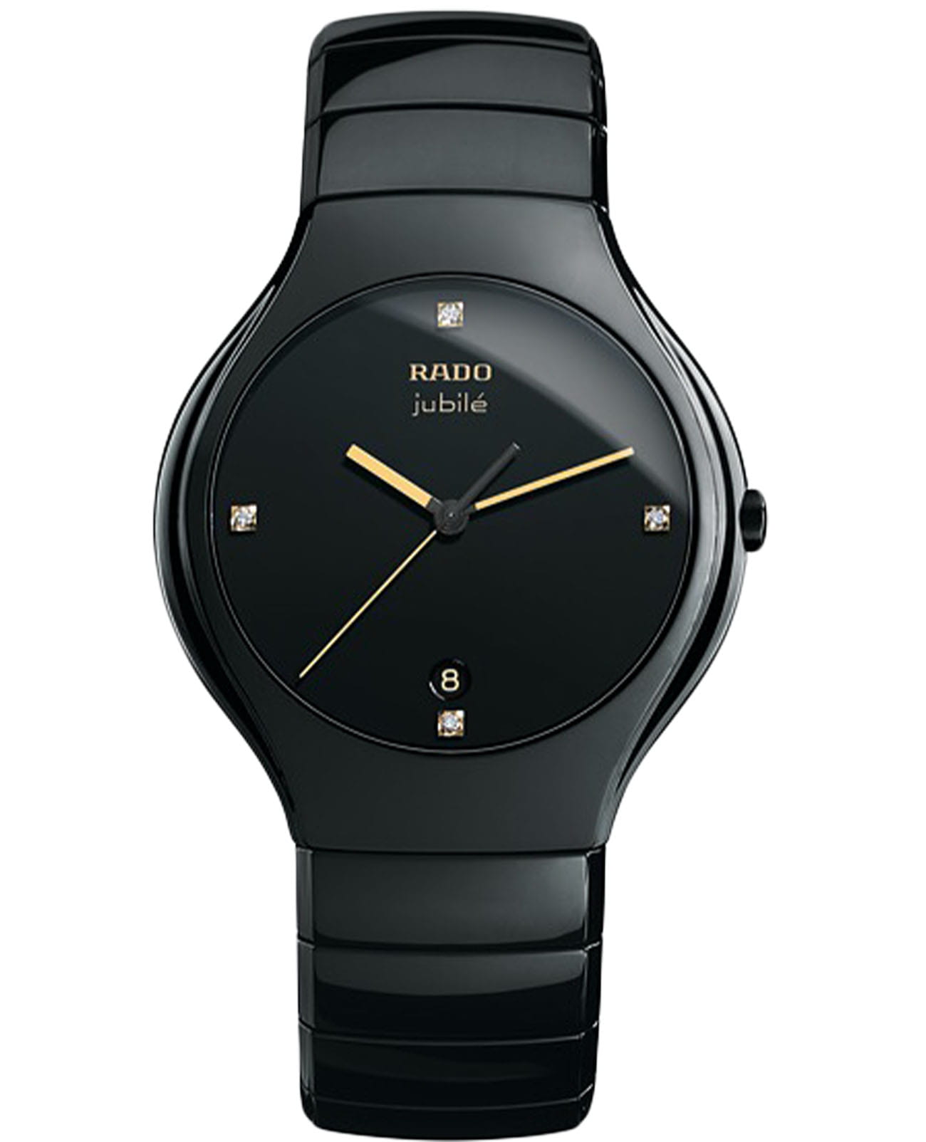 Rado Rado True R27653752  R27653752 кварцевые мужские часы черный циферблат, браслет высокотехнологичная плазменная керамика — вид спереди