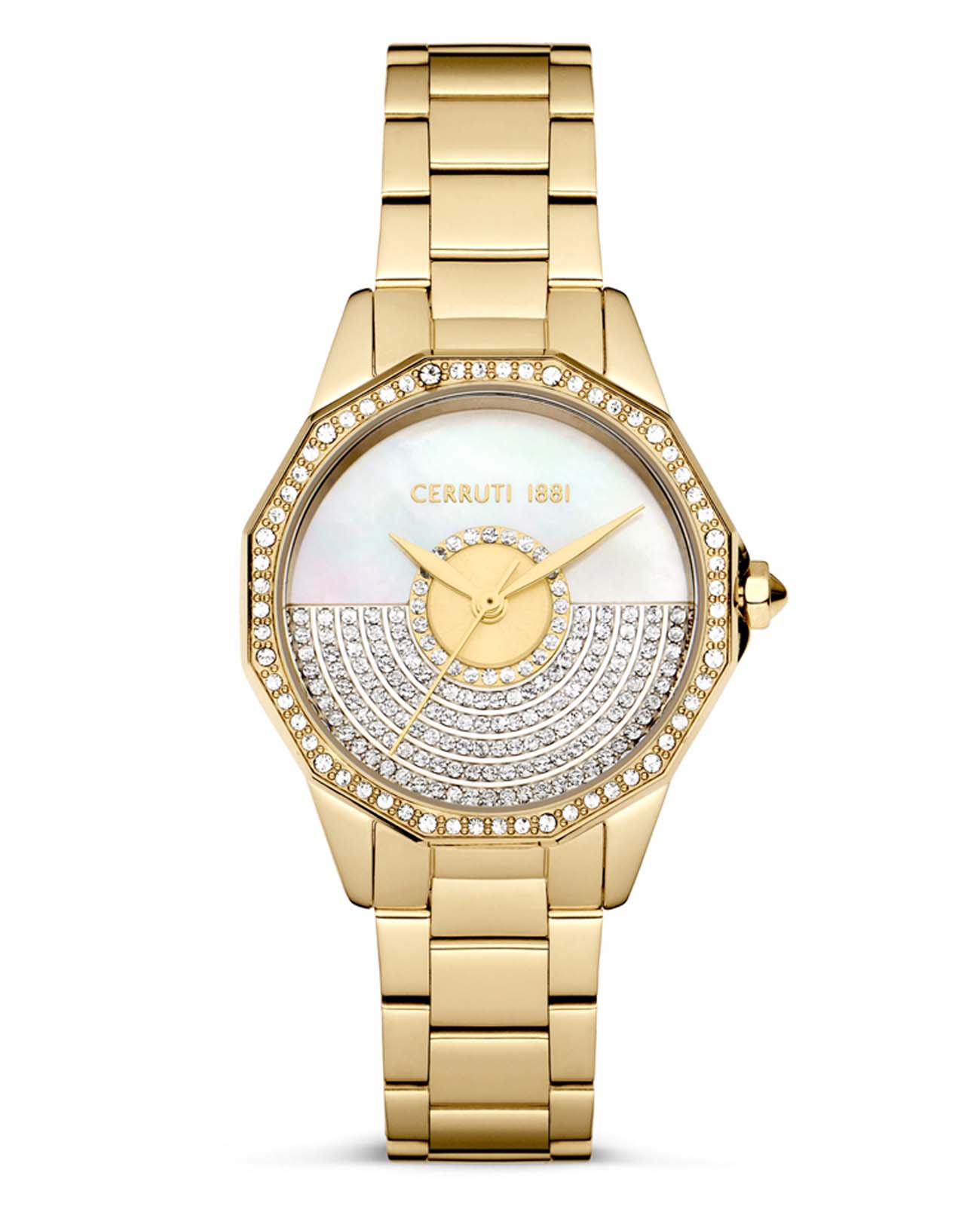 Cerruti 1881 Cerruti 1881 Jesina CIWLG0008902  CIWLG0008902 кварцевые женские часы перламутровый циферблат, браслет нержавеющая сталь с ip-покрытием — вид спереди