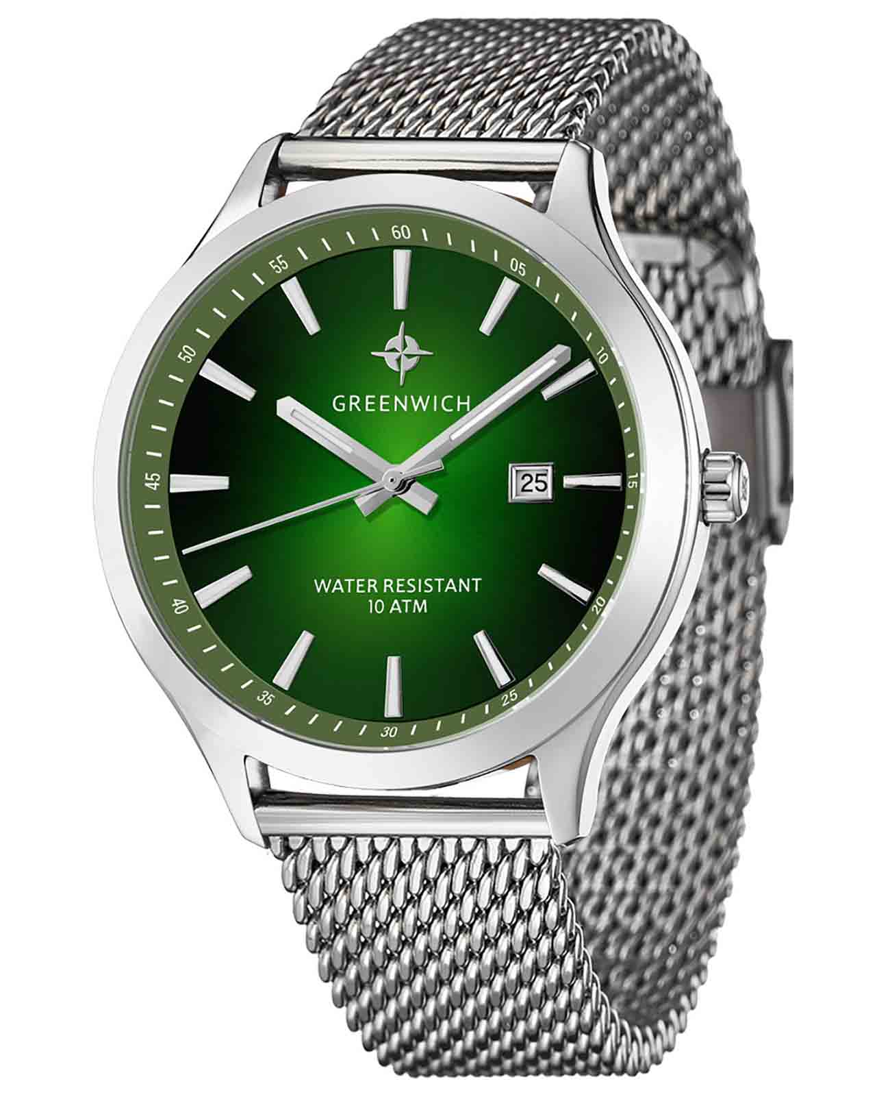 Greenwich Greenwich Helm GW 041.19.39 кварцевые мужские часы часы крупный план зеленый циферблата