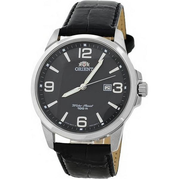 Orient Orient UNF6004B (FUNF6004B)  FUNF6004B  мужские часы черный циферблат, браслет кожа + текстиль — вид спереди