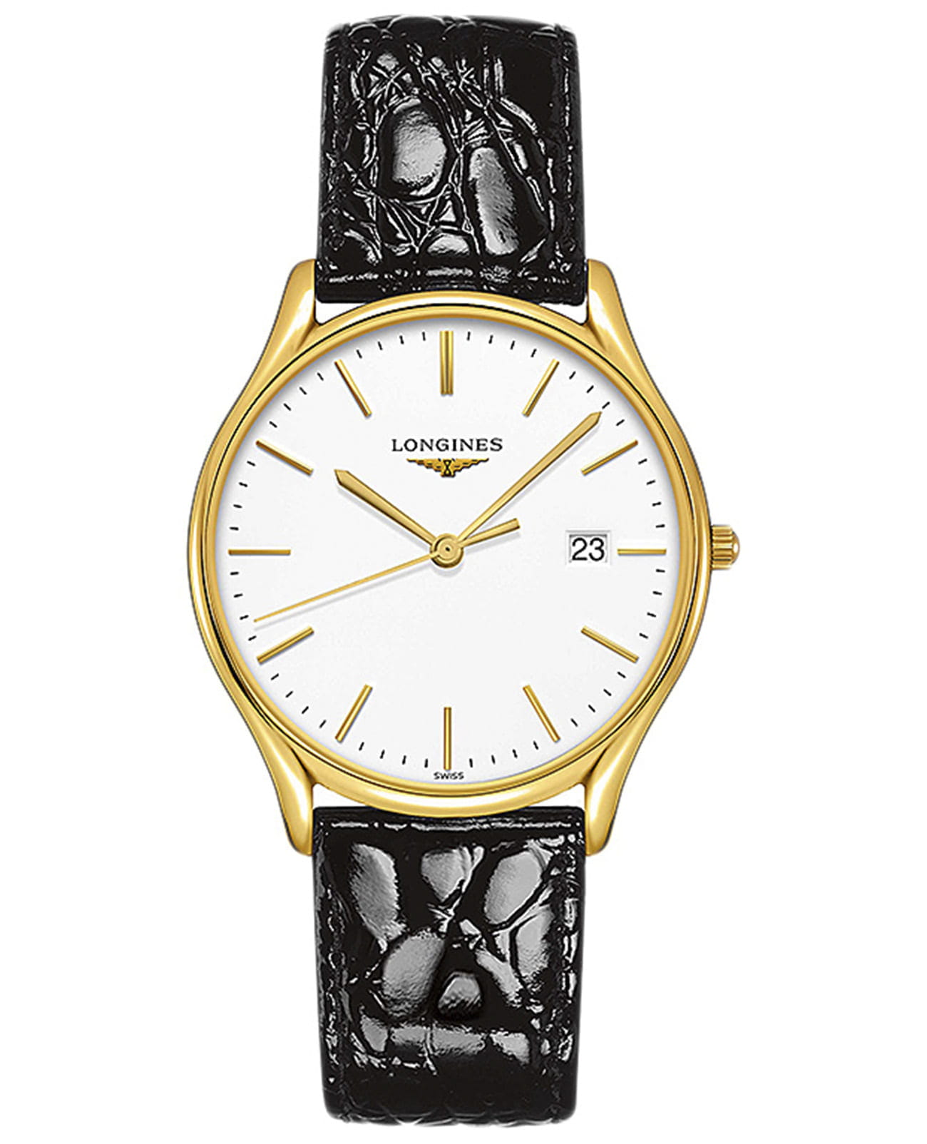 Longines Longines Lyre L4.859.2.12.2  L48592122 кварцевые женские часы белый циферблат, браслет сталь c pvd покрытием — вид спереди