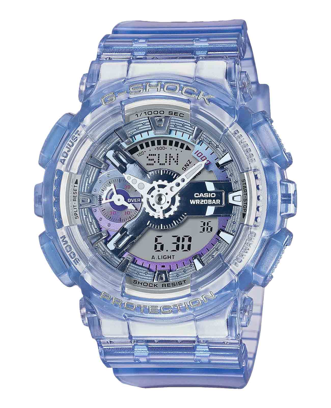 Casio Casio G-Shock GMA-S110VW-6ADR  GMA-S110VW-6ADR электронные женские часы розовый циферблат, браслет пластик — вид спереди