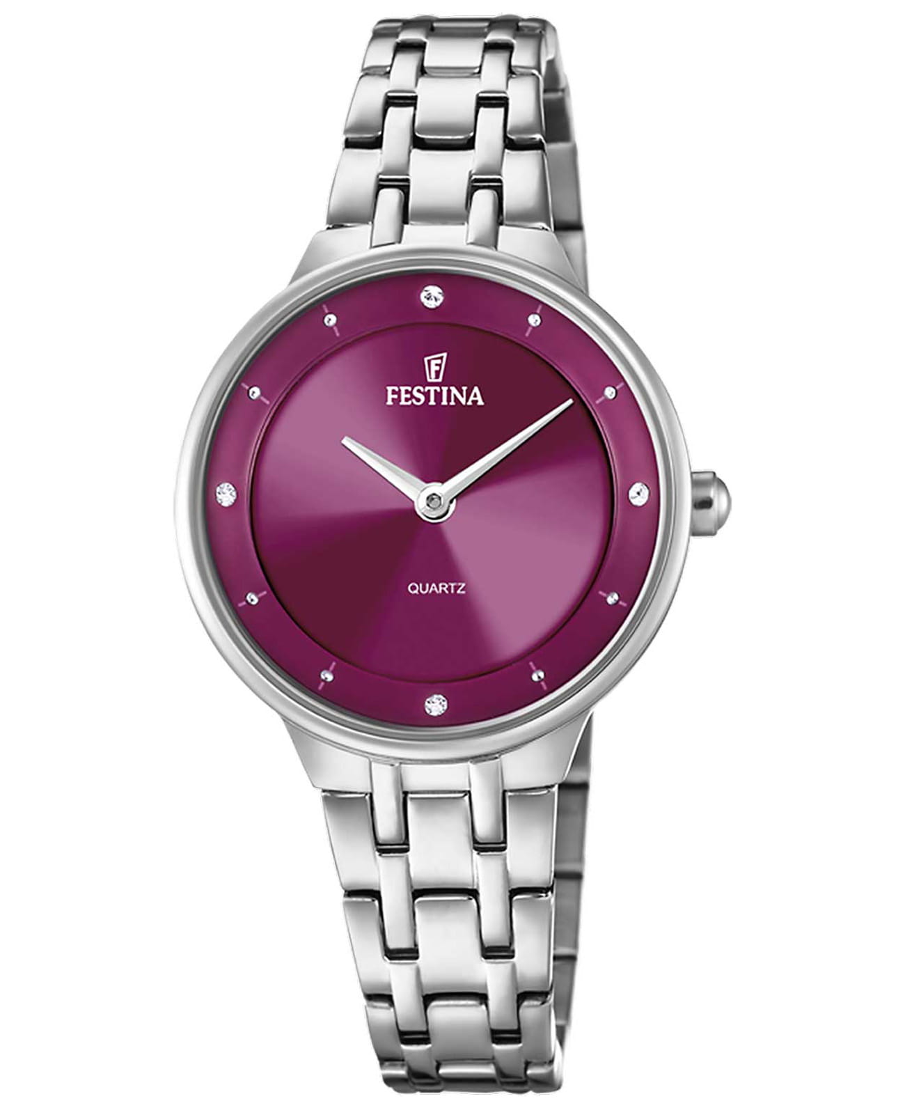 Festina Festina Mademoiselle F20600/2  F20600/2 кварцевые женские часы фиолетовый циферблат, браслет нержавеющая сталь — вид спереди