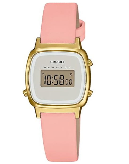 Casio Casio Collection LA670WEFL-4A2EF  LA670WEFL-4A2EF кварцевые женские часы бежевый циферблат, браслет кожаный — вид спереди