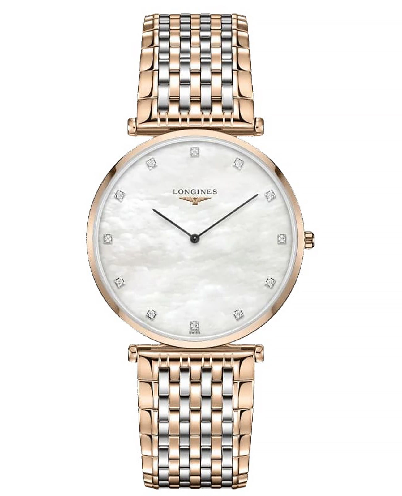 Longines Longines La Grande Classique L4.766.1.97.7  L47661977 кварцевые женские часы перламутровый циферблат, браслет сталь c pvd покрытием — вид спереди