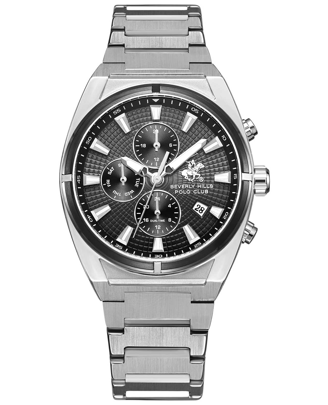 Beverly Hills Polo Club Beverly Hills Polo Club BP3733X.350  BP3733X.350 кварцевые мужские часы черный циферблат, браслет нержавеющая сталь — вид спереди