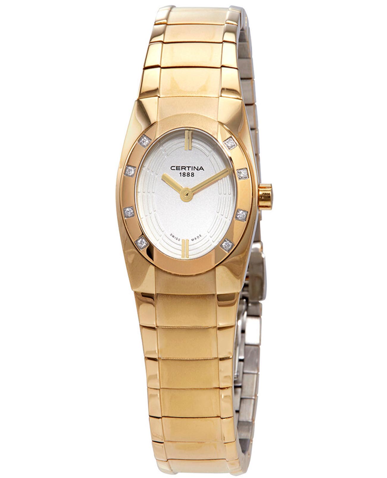 Certina Certina DS Lady Spel C322.7154.51.11  C32271545111 кварцевые женские часы белый циферблат, браслет сталь c pvd покрытием — вид спереди