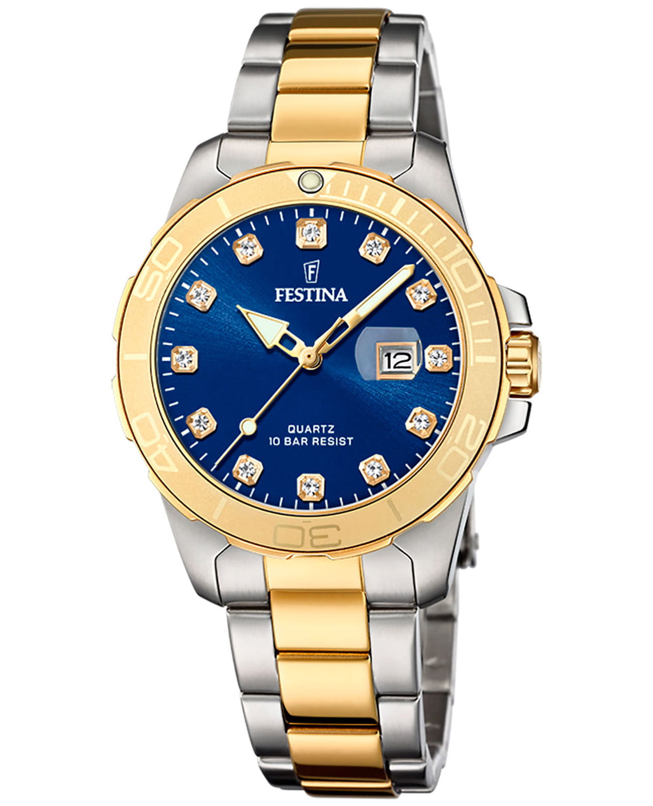 Festina Festina Boyfriend F20504/3  F20504/3 кварцевые женские часы синий циферблат, браслет сталь c pvd покрытием — вид спереди