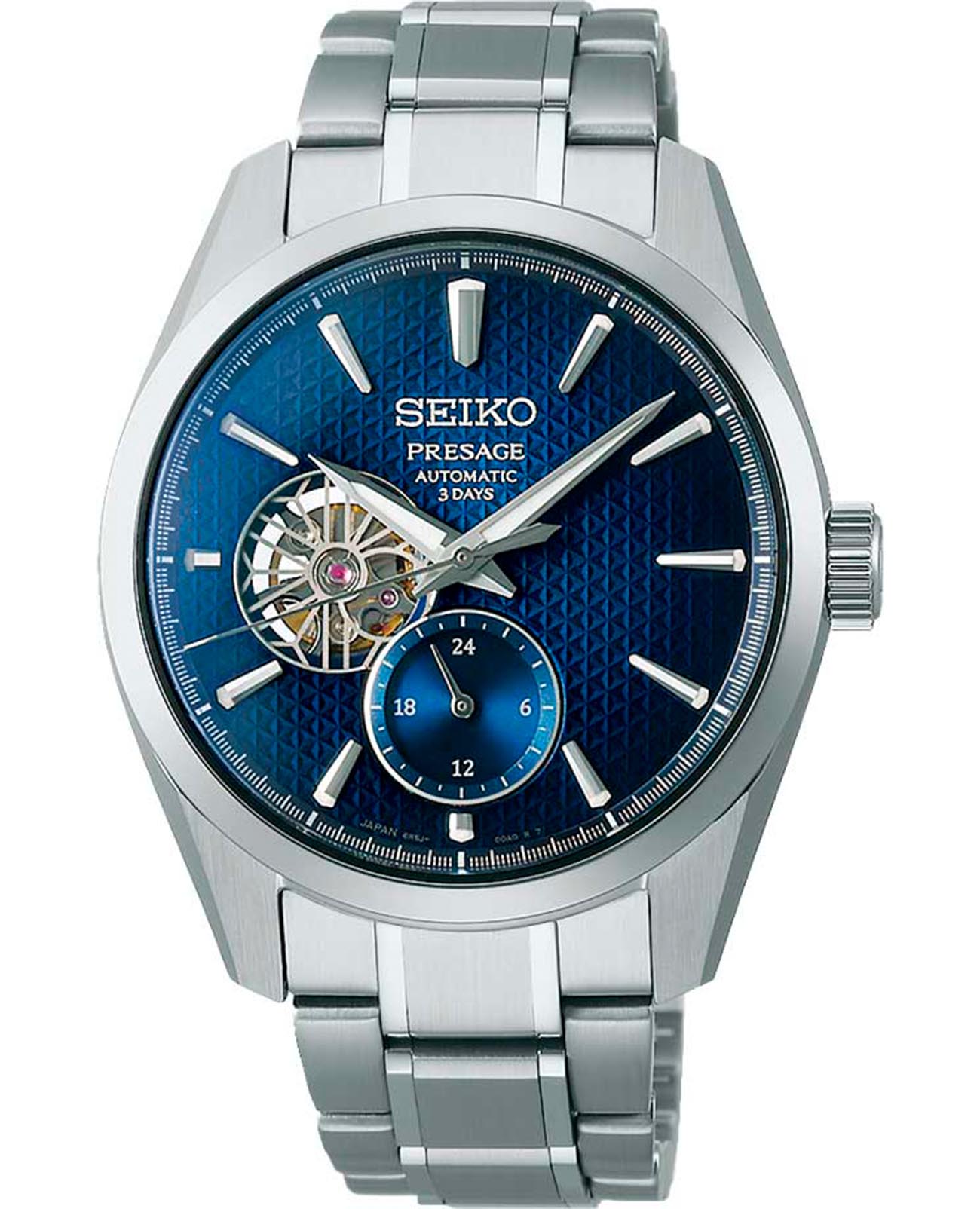 Seiko Seiko Presage Sharp Edged Series SPB417 Sharp Edged SPB417 механические мужские часы синий циферблат, браслет нержавеющая сталь — вид спереди