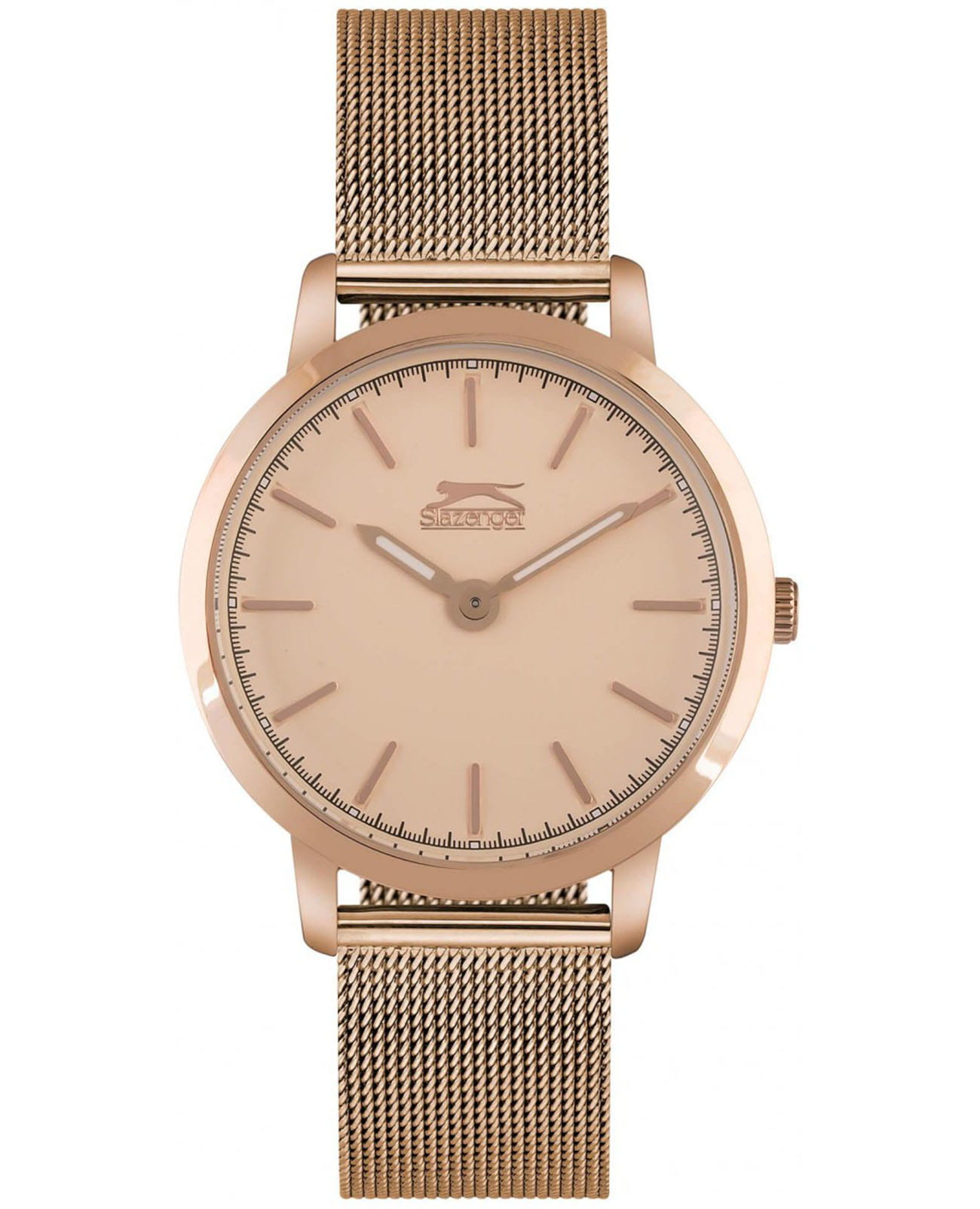 Slazenger Slazenger SL.09.6238.3.01  SL.09.6238.3.01 кварцевые женские часы бежевый циферблат, браслет суперметалл с ip покрытием — вид спереди