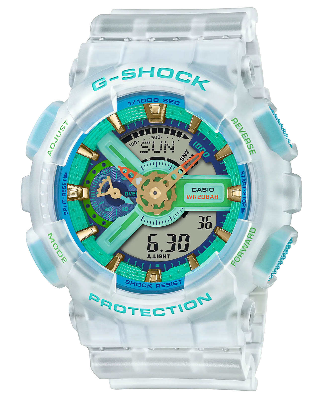 Casio Casio G-Shock SLV-21A-7A  SLV-21A-7A электронные мужские часы  циферблат, браслет пластик — вид спереди