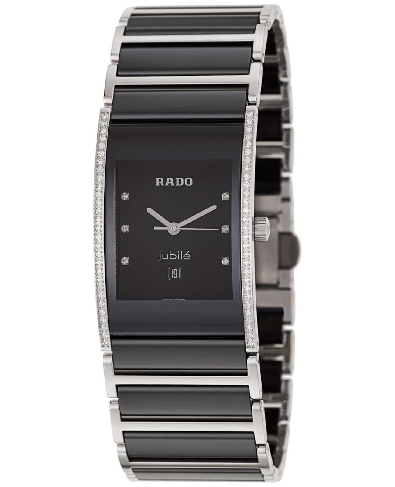 Rado Rado Integral R20758759  R20758759 кварцевые женские часы черный циферблат, браслет сталь + керамические вставки — вид спереди