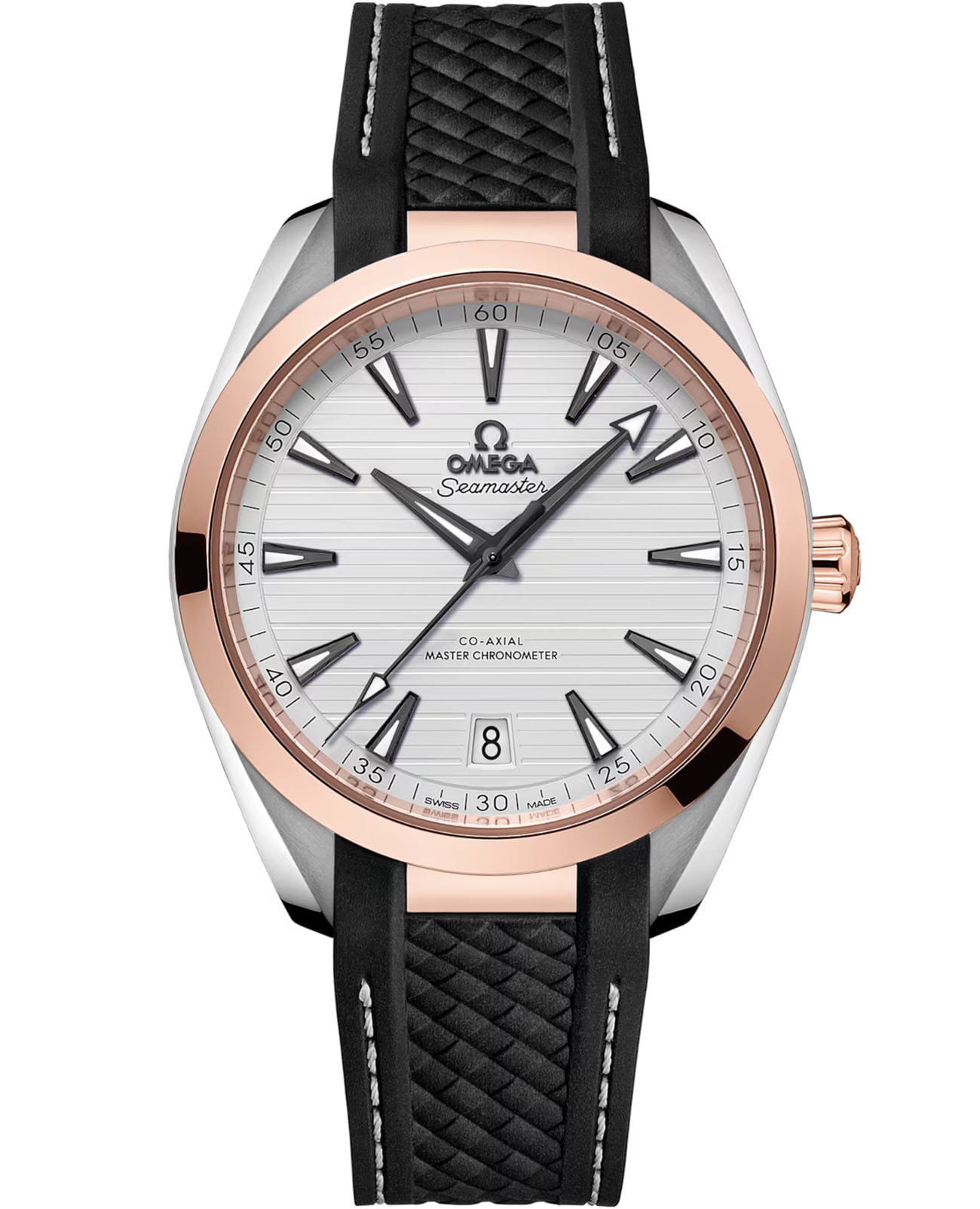 Omega Omega Seamaster Aqua Terra 220.22.41.21.02.001 Aqua Terra 22022412102001 механические мужские часы белый циферблат, браслет каучук — вид спереди