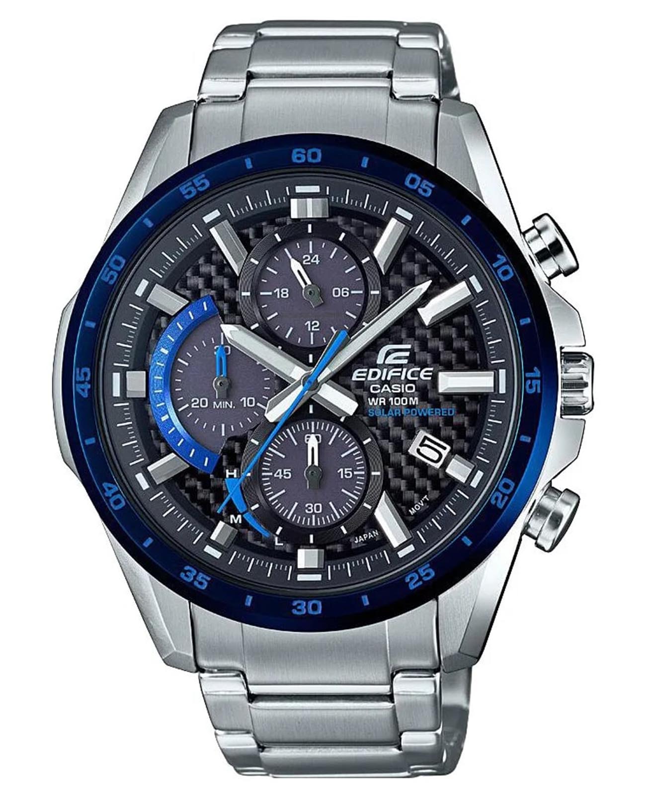 Casio Casio Edifice EQS-900DB-2AVUDF (EQS-900DB-2A) EQS EQS-900DB-2A кварцевые мужские часы синий циферблат, браслет нержавеющая сталь — вид спереди