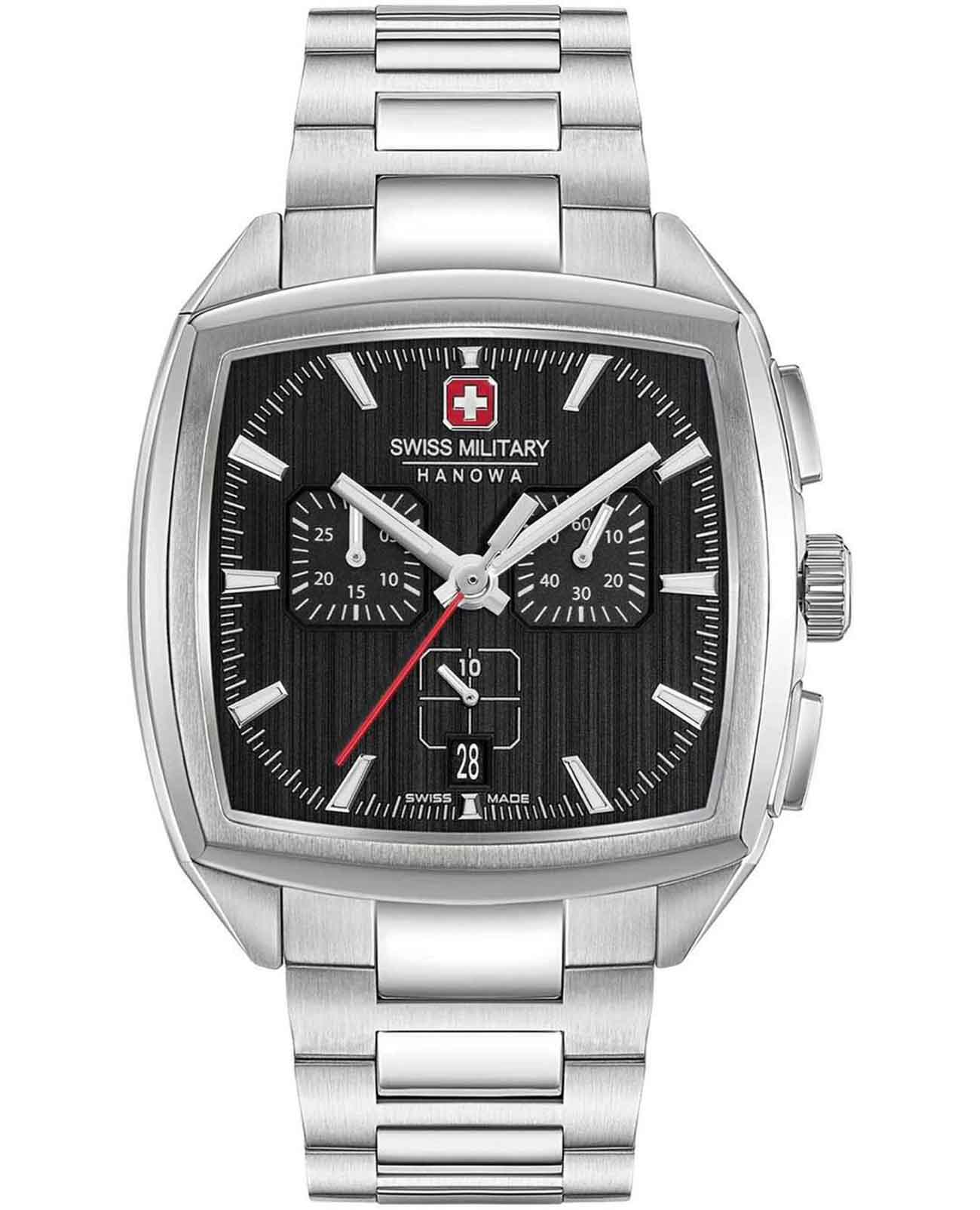 Swiss Military Hanowa Swiss Military Hanowa Starlight SMWGI0004301  SMWGI0004301 кварцевые мужские часы черный циферблат, браслет нержавеющая сталь — вид спереди